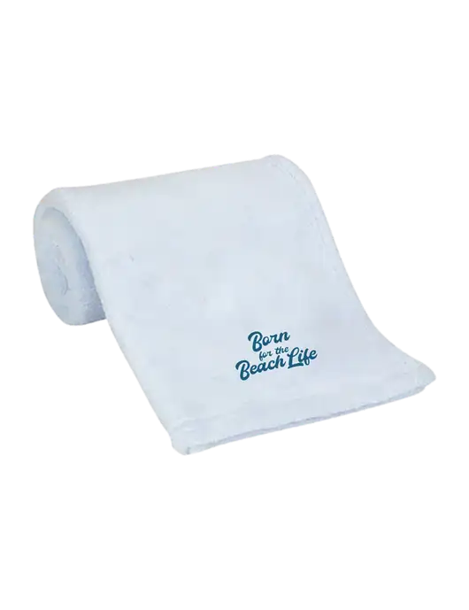 Blue Alpine Fleece Mink Touch Luxury Baby Blanket  w/Beach Life Text Logo