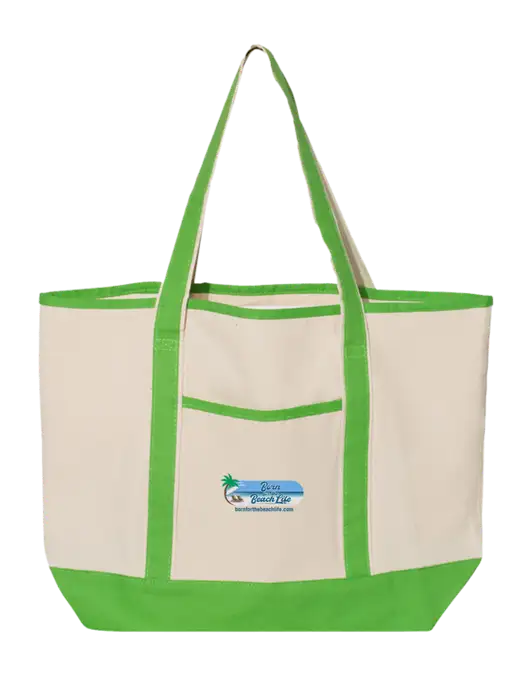 Natural/Light Kelly Large Canvas Deluxe Tote w/Beach Life Logo