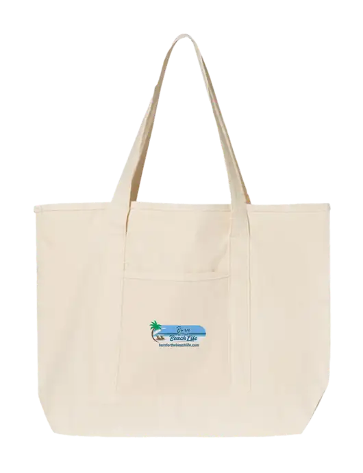 Natural Large Canvas Deluxe Tote w/Beach Life Logo
