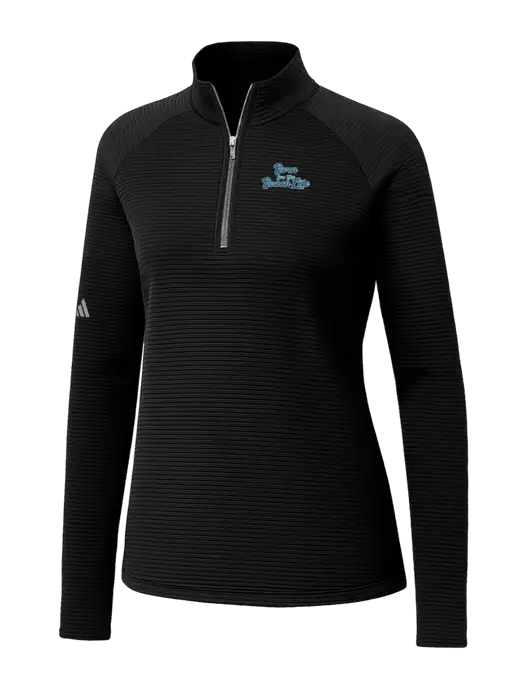 Adidas Womens Black Spacer Quarter-Zip Pullover  w/Beach Life Text Logo