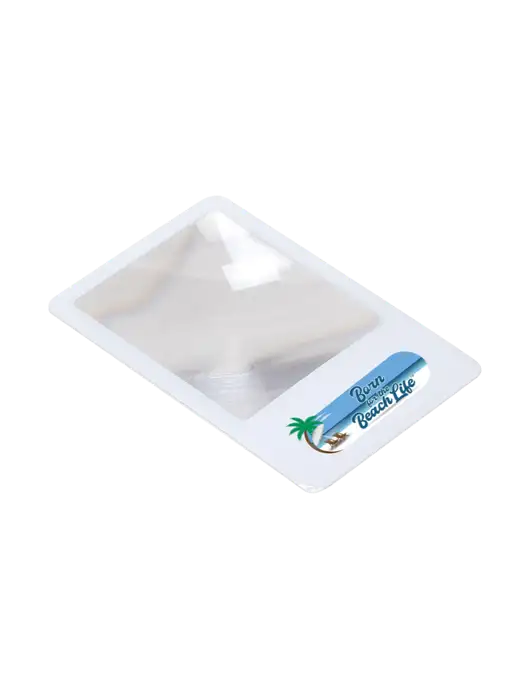 White OptiCard Pocket Magnifier w/Beach Life Logo