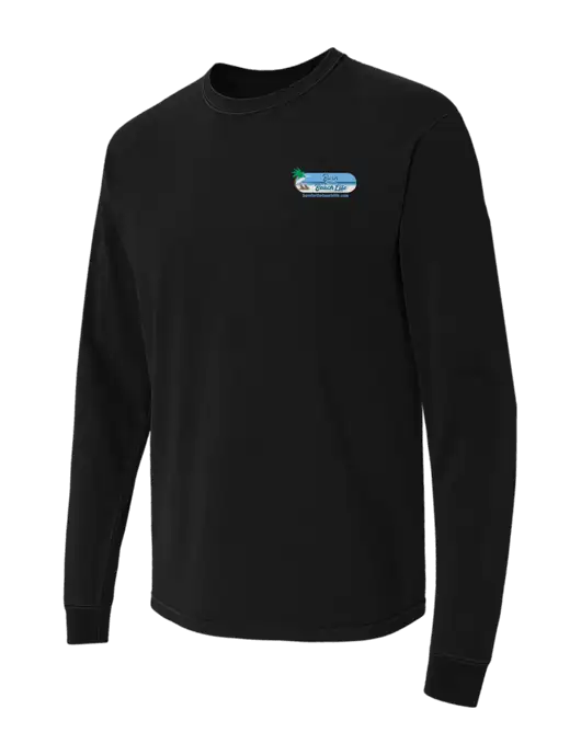 Comfort Colors Garment-Dyed Black Heavyweight Long Sleeve T-Shirt w/Beach Life Logo