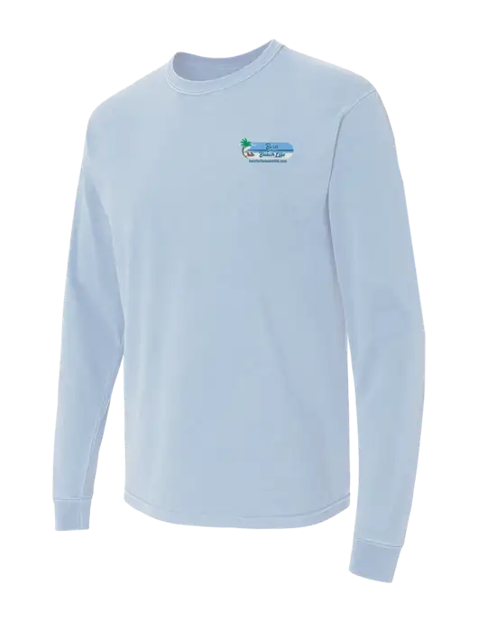 Comfort Colors Garment-Dyed Light Blue Heavyweight Long Sleeve T-Shirt w/Beach Life Logo