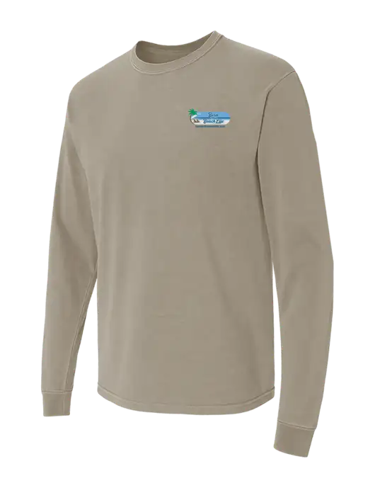 Comfort Colors Garment-Dyed Light Taupe Heavyweight Long Sleeve T-Shirt w/Beach Life Logo