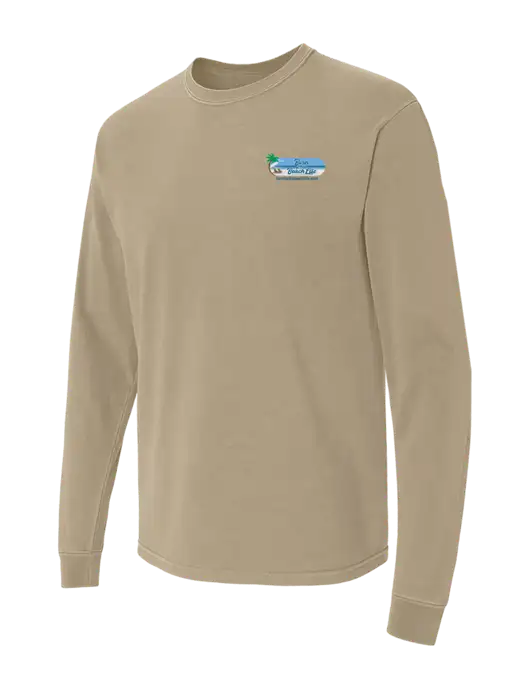 Comfort Colors Garment-Dyed Tan Heavyweight Long Sleeve T-Shirt w/Beach Life Logo