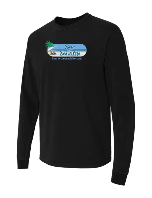 Comfort Colors Garment-Dyed Black Heavyweight Long Sleeve T-Shirt w/Beach Life Logo