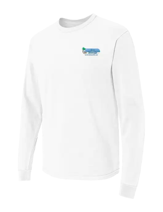 Comfort Colors Garment-Dyed White Heavyweight Long Sleeve T-Shirt w/Beach Life Logo