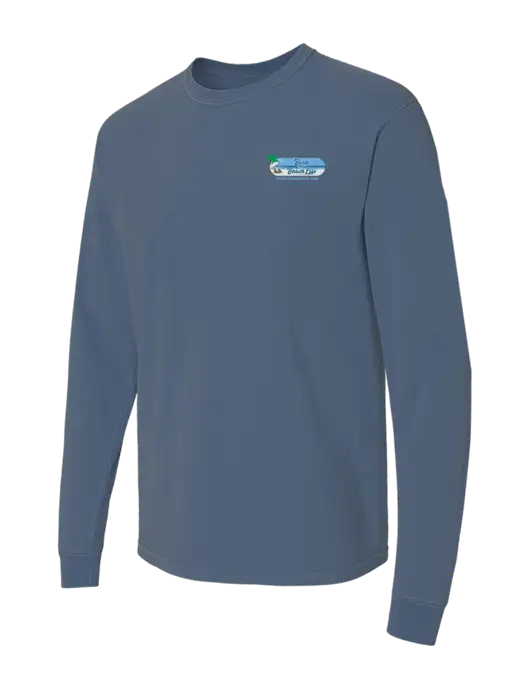 Comfort Colors Garment-Dyed Blue Slate Heavyweight Long Sleeve T-Shirt w/Beach Life Logo