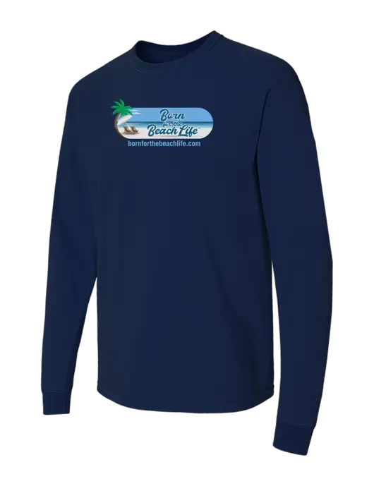 Comfort Colors Garment-Dyed Dark Navy Heavyweight Long Sleeve T-Shirt w/Beach Life Logo