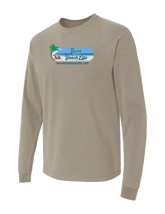 Comfort Colors Garment-Dyed Light Taupe Heavyweight Long Sleeve T-Shirt w/Beach Life Logo