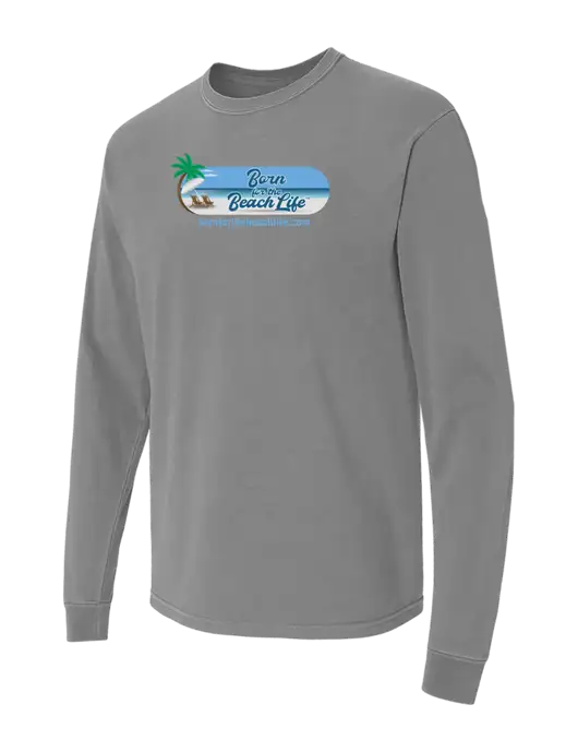 Comfort Colors Garment-Dyed Medium Grey Heavyweight Long Sleeve T-Shirt w/Beach Life Logo
