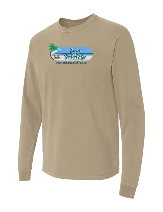 Comfort Colors Garment-Dyed Tan Heavyweight Long Sleeve T-Shirt w/Beach Life Logo