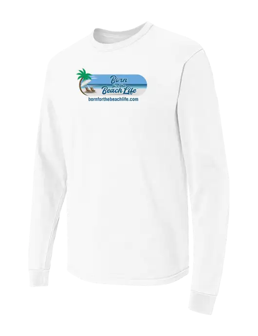 Comfort Colors Garment-Dyed White Heavyweight Long Sleeve T-Shirt w/Beach Life Logo