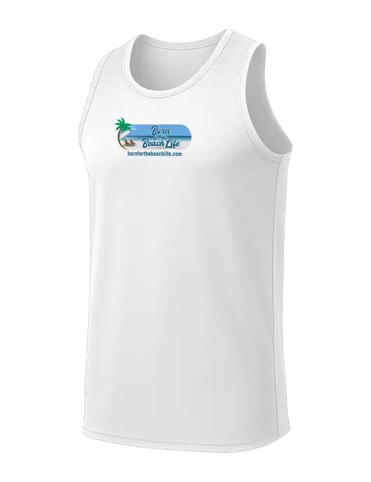 White PosiCharge Competitor Racerback Tank w/Beach Life Logo