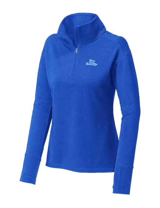 Womens Sport-Wick Flex Fleece Royal Blue 1/4-Zip w/Beach Life Text Logo