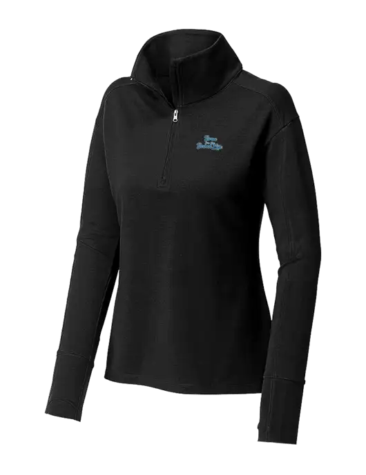 Womens Sport-Wick Flex Fleece Black 1/4-Zip w/Beach Life Text Logo