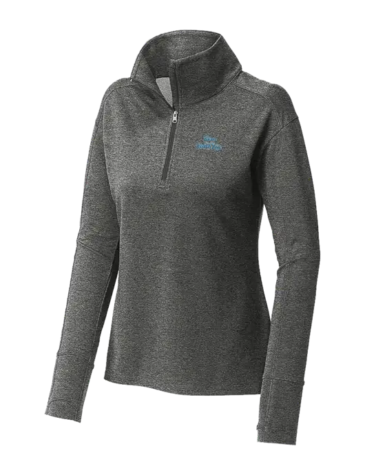 Womens Sport-Wick Flex Fleece Dark Grey Heather 1/4-Zip w/Beach Life Text Logo