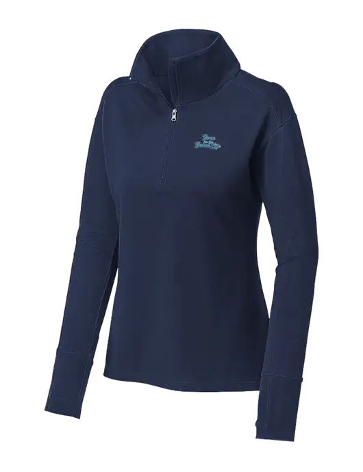 Womens Sport-Wick Flex Fleece Dark Navy 1/4-Zip w/Beach Life Text Logo