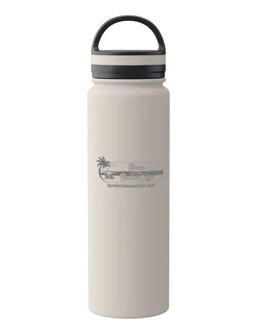 34oz Wide Mouth Stainless Steel Light Taupe Bottle w/Beach Life Logo