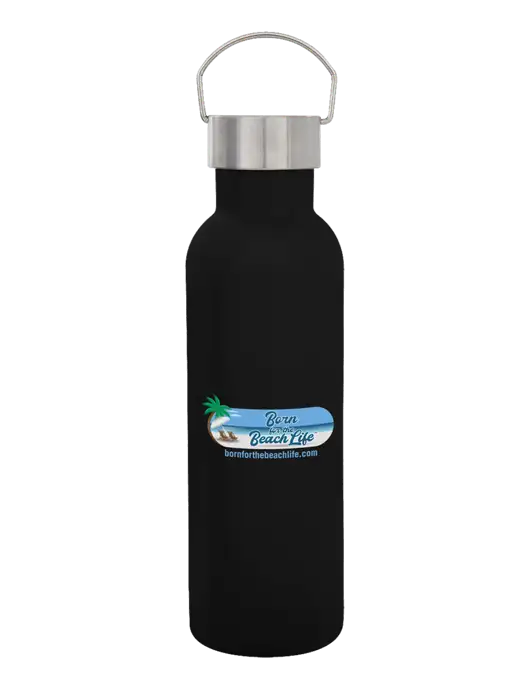 28 oz Black Bubbli Stainless Steel Bottle w/Beach Life Logo