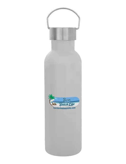 28 oz White Bubbli Stainless Steel Bottle w/Beach Life Logo