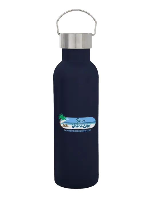 28 oz Dark Navy Bubbli Stainless Steel Bottle w/Beach Life Logo