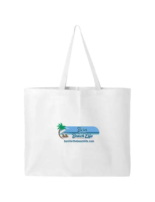 Sturdy Canvas White Tote w/Beach Life Logo