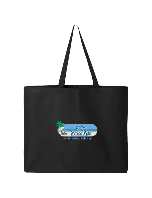 Sturdy Canvas Black Tote w/Beach Life Logo
