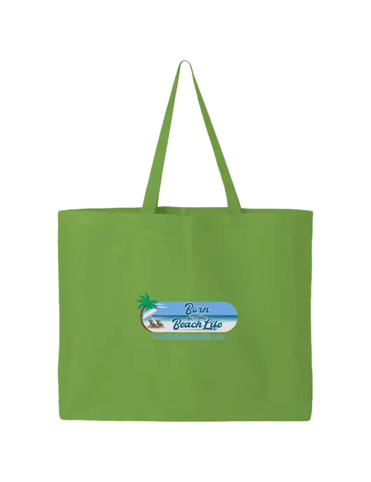 Sturdy Canvas Lime Green Tote w/Beach Life Logo