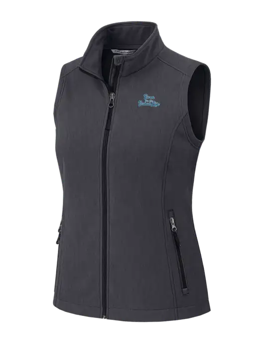 Charcoal Heather Womens Core Soft Shell Vest w/Beach Life Text Logo