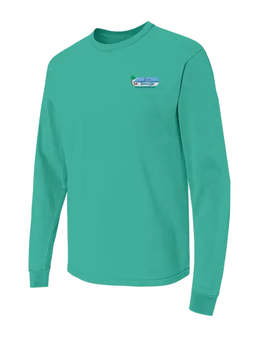 Comfort Colors Garment-Dyed Kelly Green Heavyweight Long Sleeve T-Shirt w/Beach Life Logo