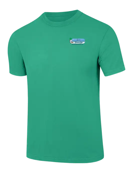 Comfort Colors 6.1 oz Kelly Green Heavyweight Ring Spun T-Shirt w/Beach Life Logo