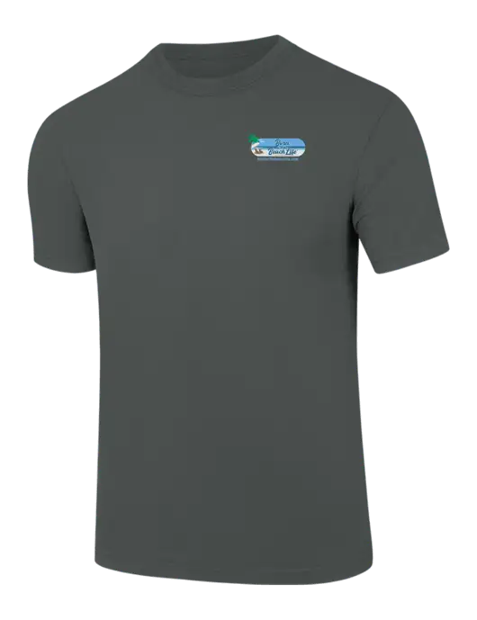 Comfort Colors 6.1 oz Dark Grey Heather Heavyweight Ring Spun T-Shirt w/Beach Life Logo