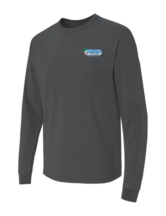 Comfort Colors Garment-Dyed Dark Grey Heather Heavyweight Long Sleeve T-Shirt w/Beach Life Logo