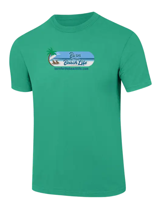 Comfort Colors 6.1 oz Kelly Green Heavyweight Ring Spun T-Shirt w/Beach Life Logo