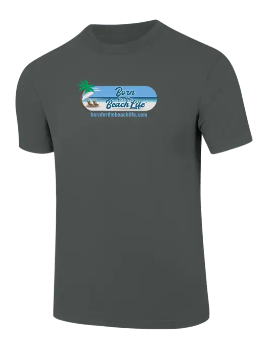 Comfort Colors 6.1 oz Dark Grey Heather Heavyweight Ring Spun T-Shirt w/Beach Life Logo