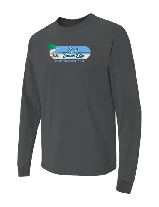 Comfort Colors Garment-Dyed Dark Grey Heather Heavyweight Long Sleeve T-Shirt w/Beach Life Logo