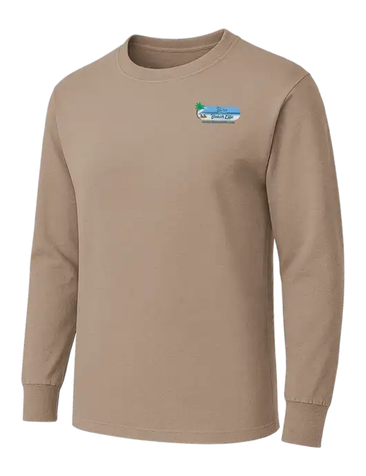 Dark Tan Heavyweight Long Sleeve 6.1 oz T-Shirt w/Beach Life Logo