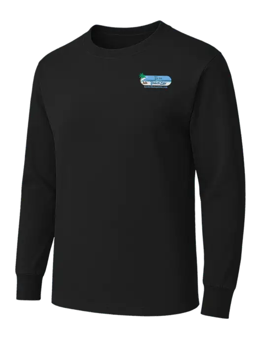 Black Heavyweight Long Sleeve 6.1 oz T-Shirt w/Beach Life Logo