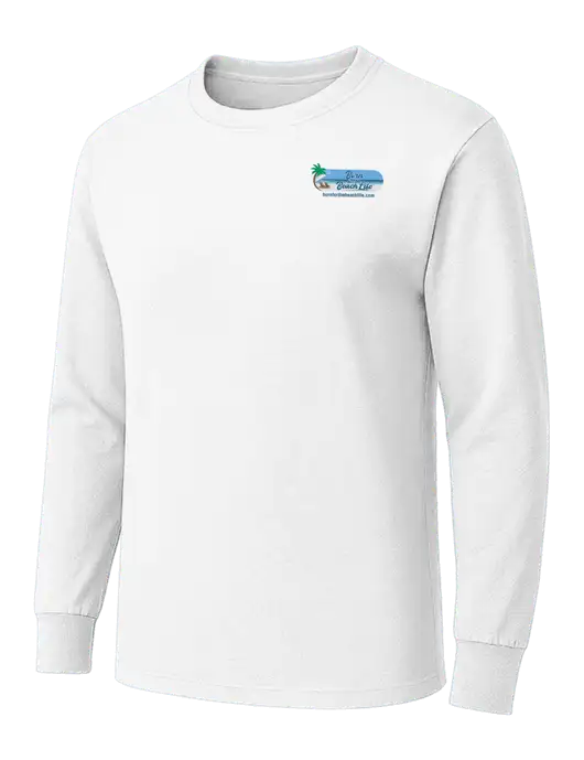 White Heavyweight Long Sleeve 6.1 oz T-Shirt w/Beach Life Logo