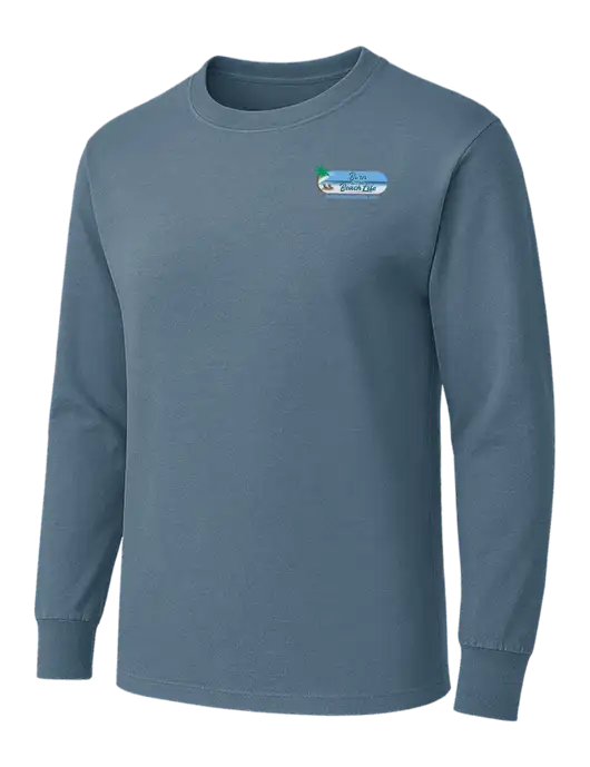 Slate Blue Heavyweight Long Sleeve 6.1 oz T-Shirt w/Beach Life Logo