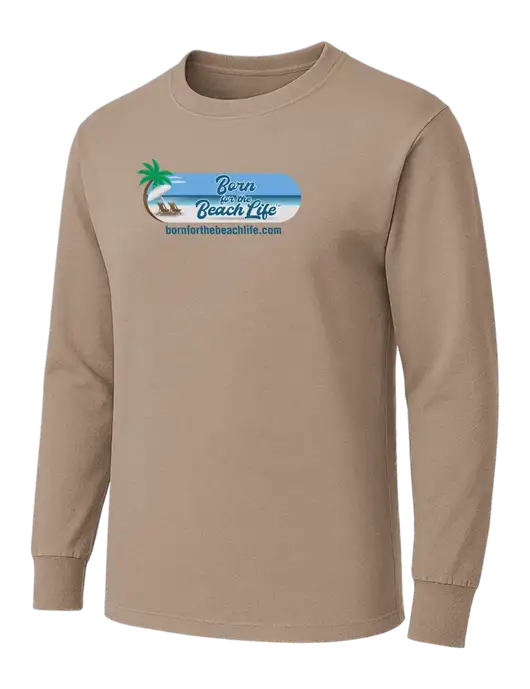 Dark Tan Heavyweight Long Sleeve 6.1 oz T-Shirt w/Beach Life Logo