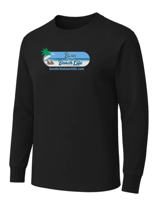 Black Heavyweight Long Sleeve 6.1 oz T-Shirt w/Beach Life Logo