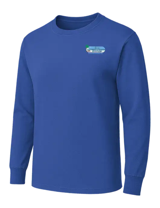Dark Royal Heavyweight Long Sleeve 6.1 oz T-Shirt w/Beach Life Logo