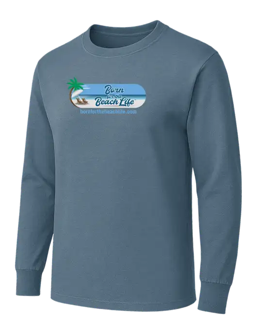 Slate Blue Heavyweight Long Sleeve 6.1 oz T-Shirt w/Beach Life Logo