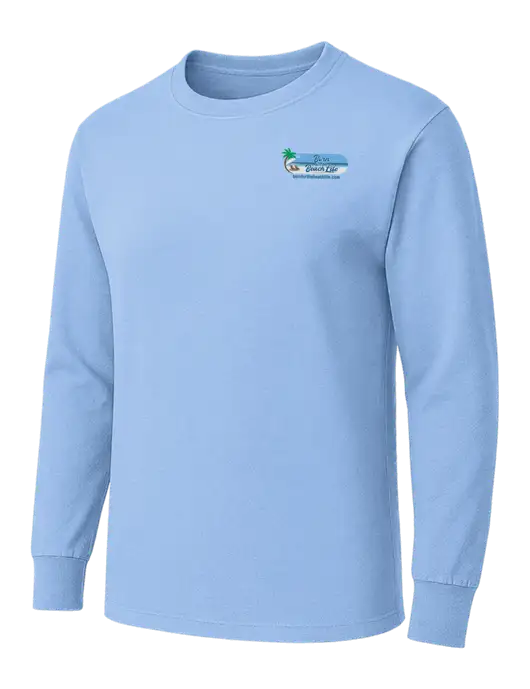 Light Blue Heavyweight Long Sleeve 6.1 oz T-Shirt w/Beach Life Logo