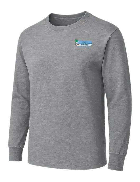 Medium Grey Heather Heavyweight Long Sleeve 6.1 oz T-Shirt w/Beach Life Logo
