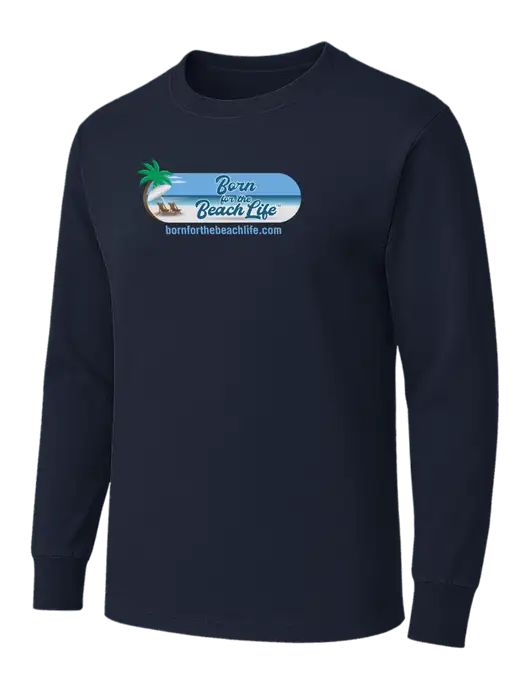 Dark Navy Heavyweight Long Sleeve 6.1 oz T-Shirt w/Beach Life Logo