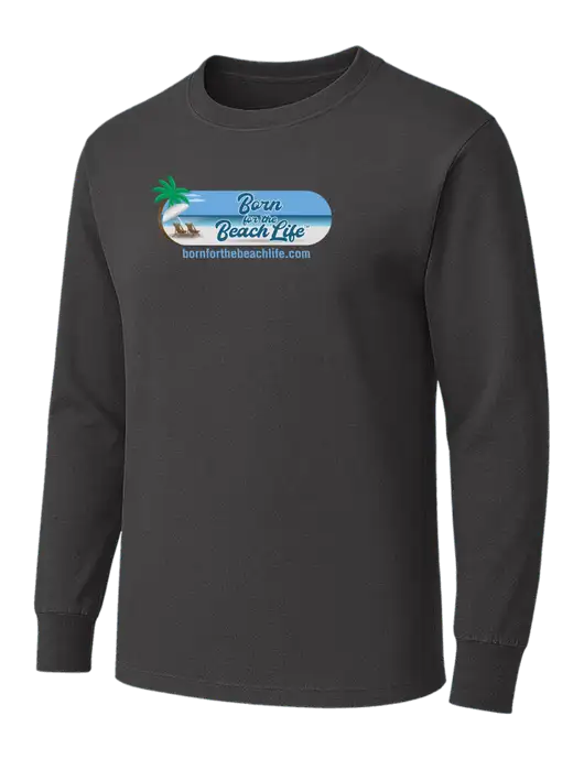 Charcoal Heavyweight Long Sleeve 6.1 oz T-Shirt w/Beach Life Logo
