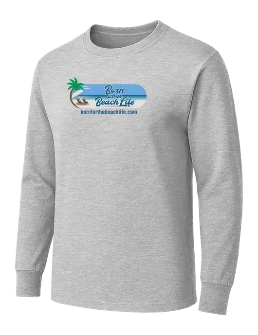Light Grey Heather Heavyweight Long Sleeve 6.1 oz T-Shirt w/Beach Life Logo